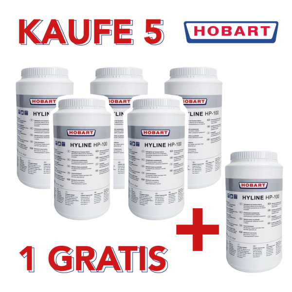 HOBART Hygiene-Tabs HP-100 Grundreiniger 1 Dose 15 Tabletten für alle Arten von Spülgut 5+1 Aktion